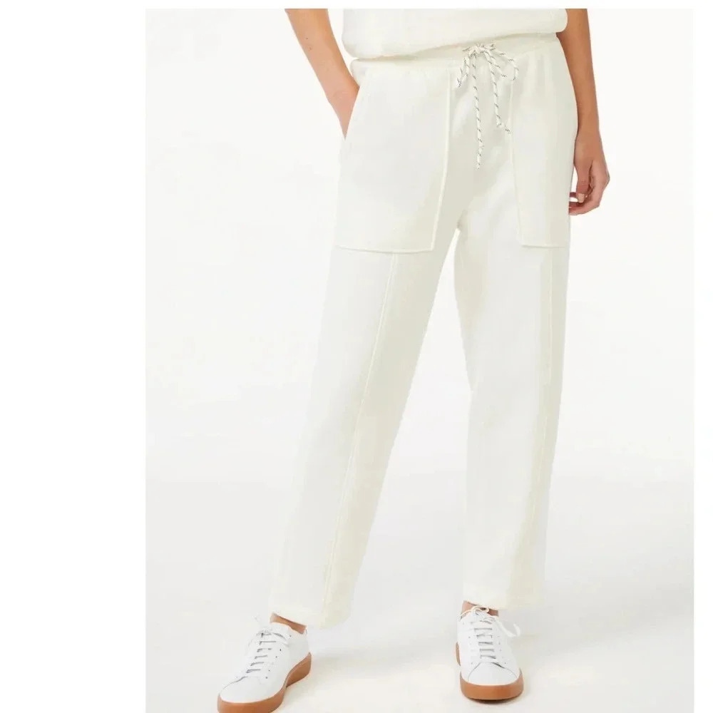 Free Assembly Patch Pocket Sweatpants 25” Inseam Size Medium Fleece lined Cream
